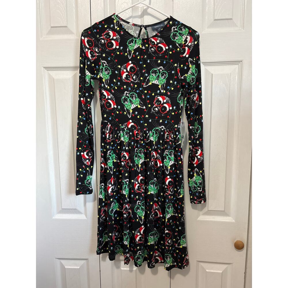 ModCloth NWT Cat & Dog Print Playful Christmas Dress XS
